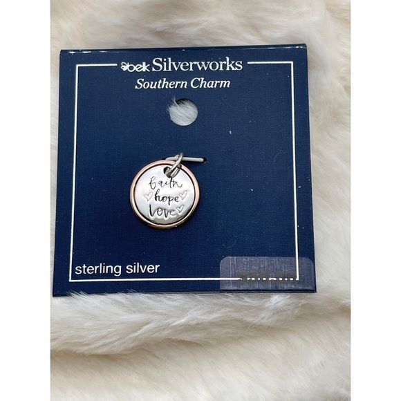 NEW Belk Silverworks Southern Charm Faith, Hope, Love Round Two Tone Charm - Picture 2 of 3